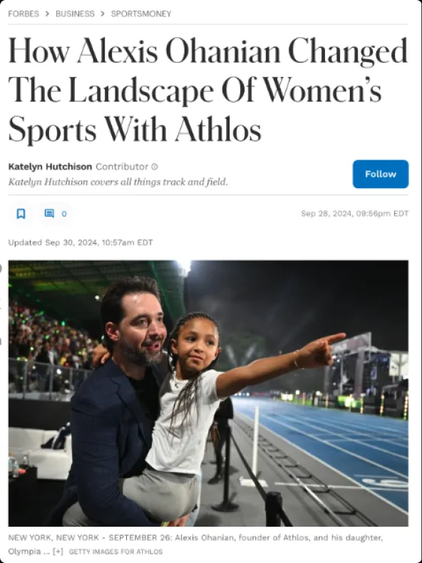 Forbes: “How Alexis Ohanian Changed The Landscape Of Women’s Sports With Athlos”