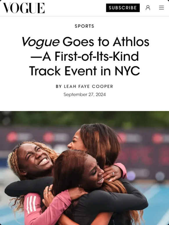 Vogue: “Vogue Goes to Athlos — A First-of-Its-Kind Track Event in NYC”